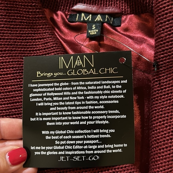IMAN Leather and fabric Jacket. NWT Small - Picture 9 of 10